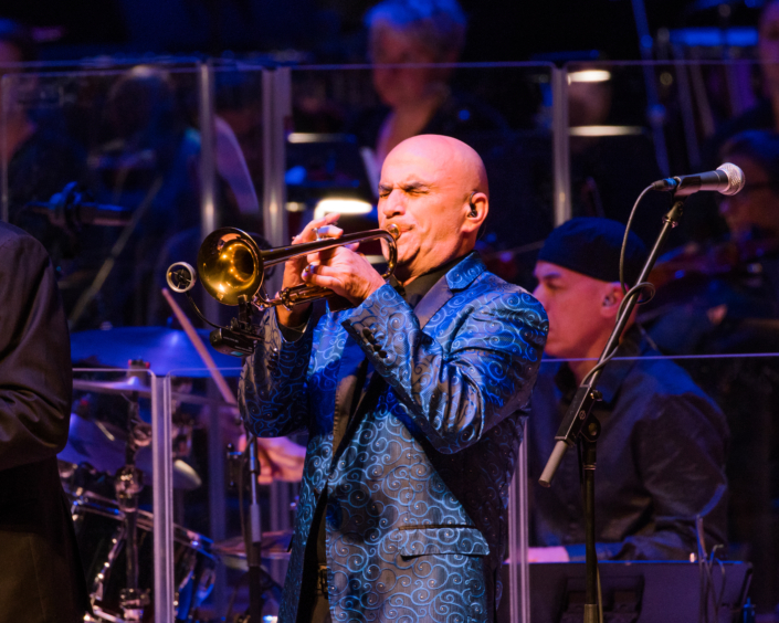 Tony Carlucci playing the trumpet